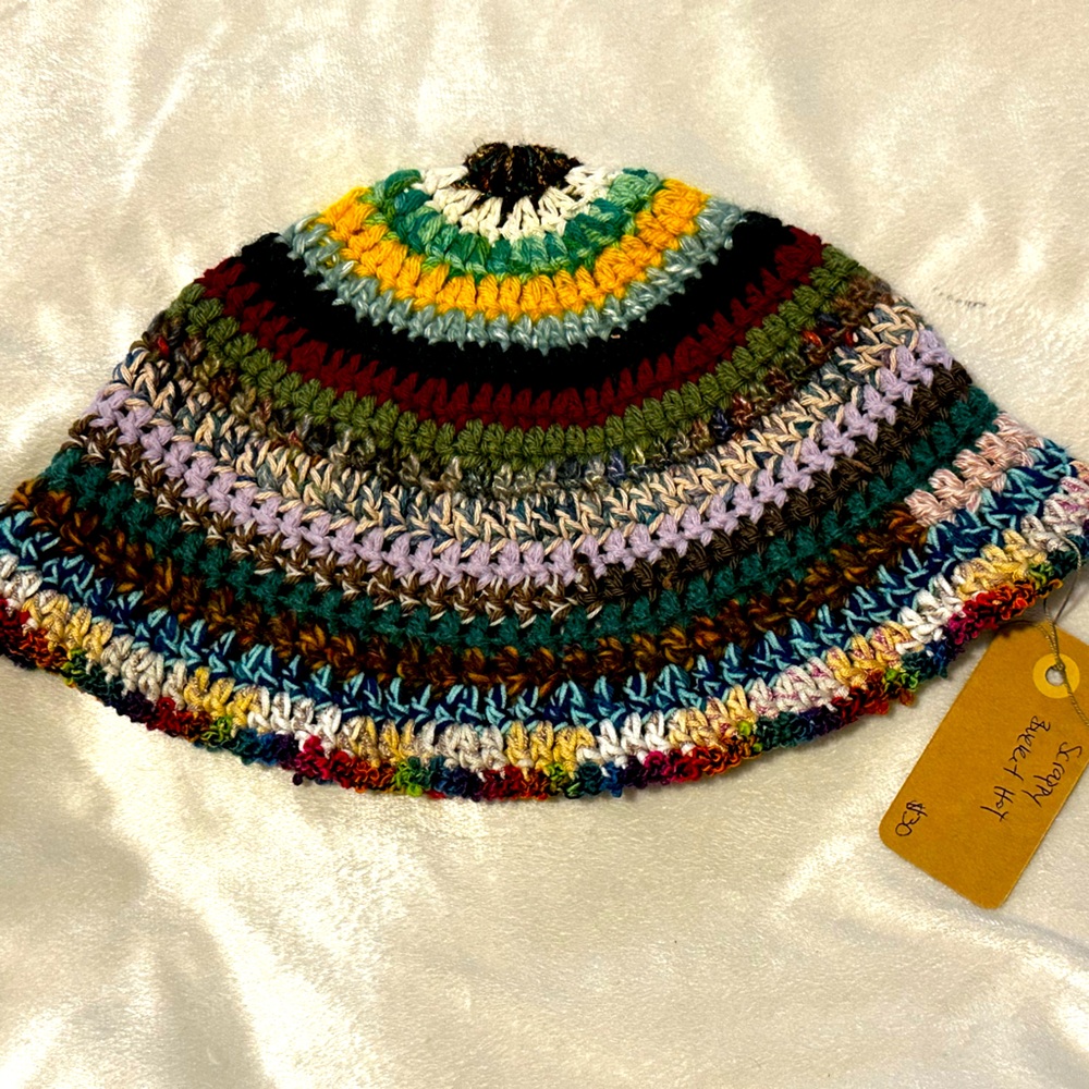 Handmade crochet scrappy bucket hat